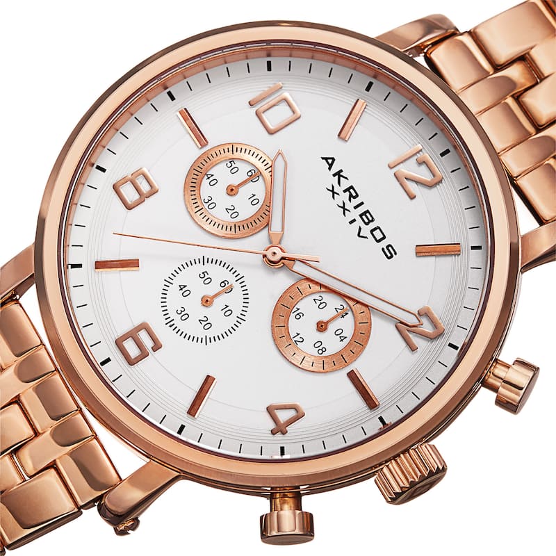 Akribos XXIV Men's Quartz Chronograph Stainless Steel Rose-Tone Bracelet Watch