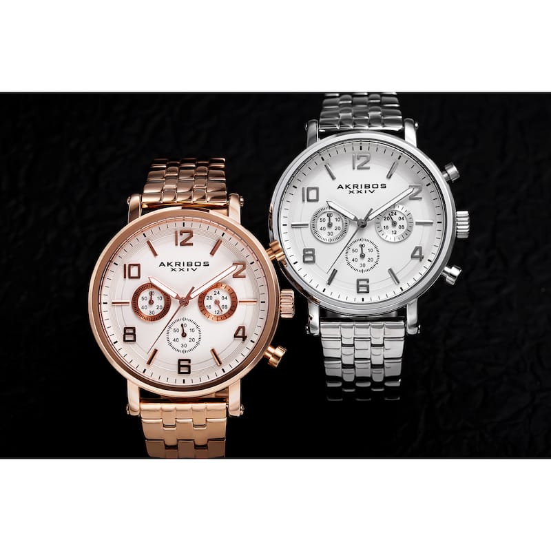Akribos XXIV Men's Quartz Chronograph Stainless Steel Rose-Tone Bracelet Watch