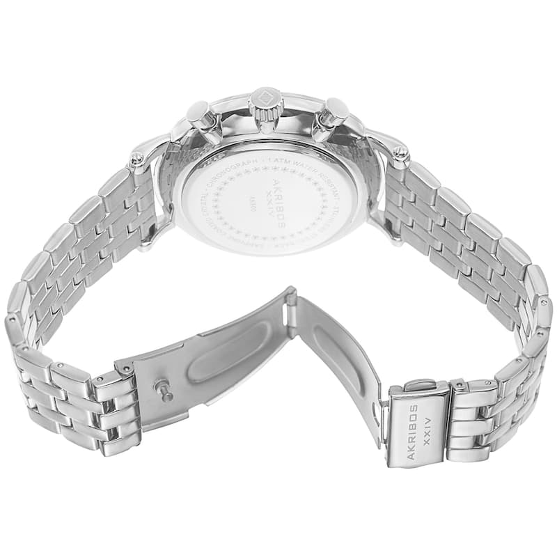 Akribos XXIV Men's Quartz Chronograph Stainless Steel Silver-Tone Bracelet Watch