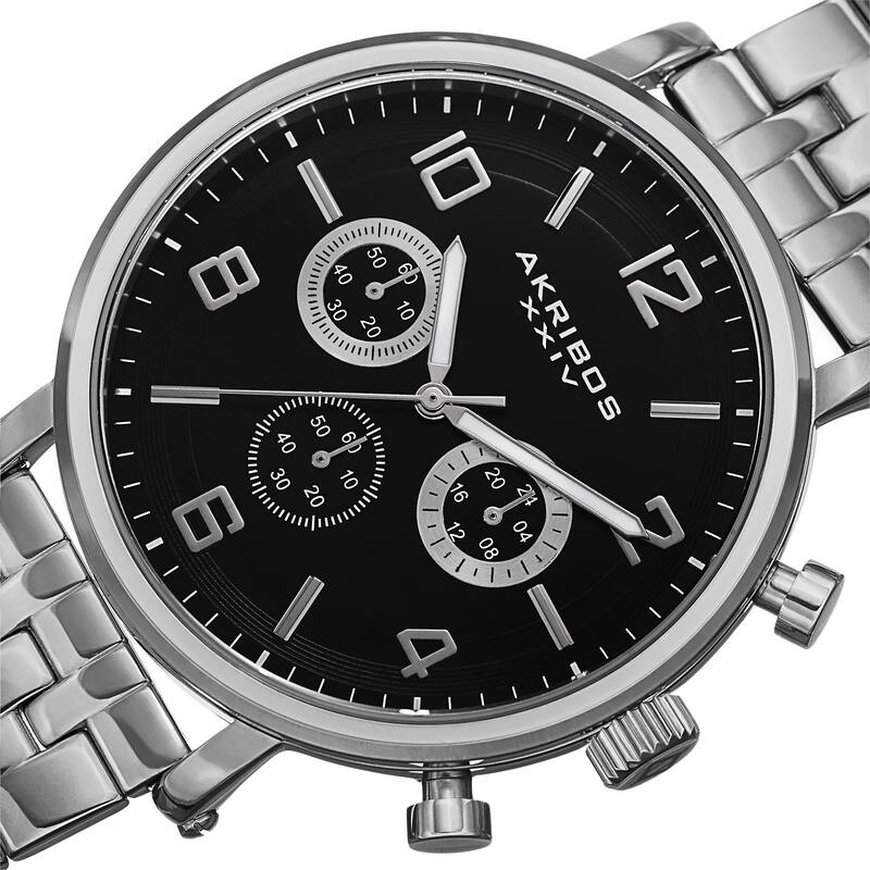 Akribos XXIV Men's Quartz Chronograph Stainless Steel Silver-Tone Bracelet Watch
