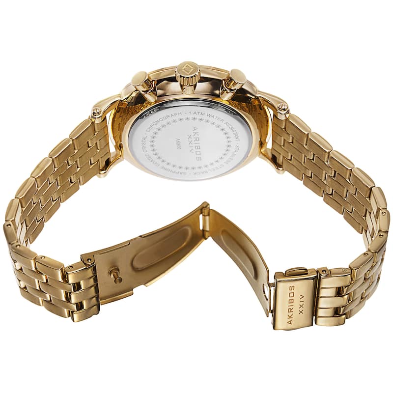 Akribos XXIV Men's Quartz Chronograph Stainless Steel Gold-Tone Bracelet Watch