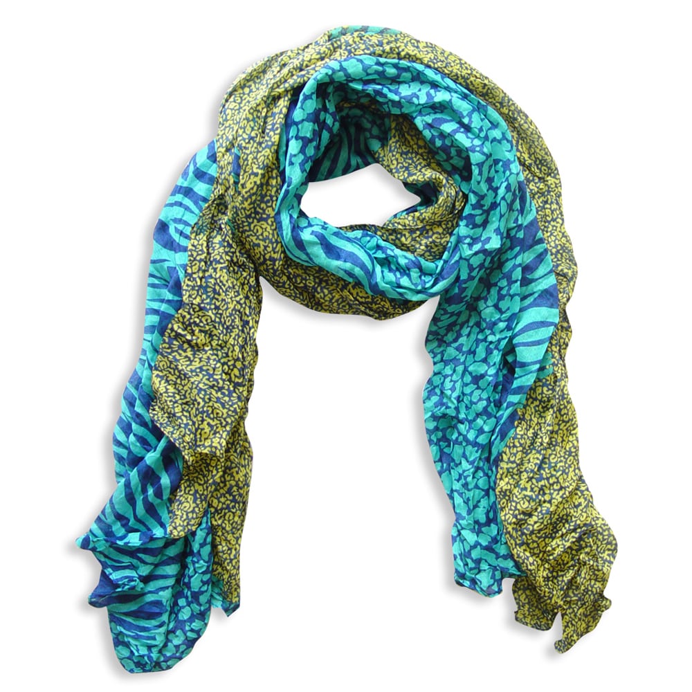 Ladies Animal Print Scarf Wrap Deep Turquoise//Teal Black Sparkles Pashmina Hijab