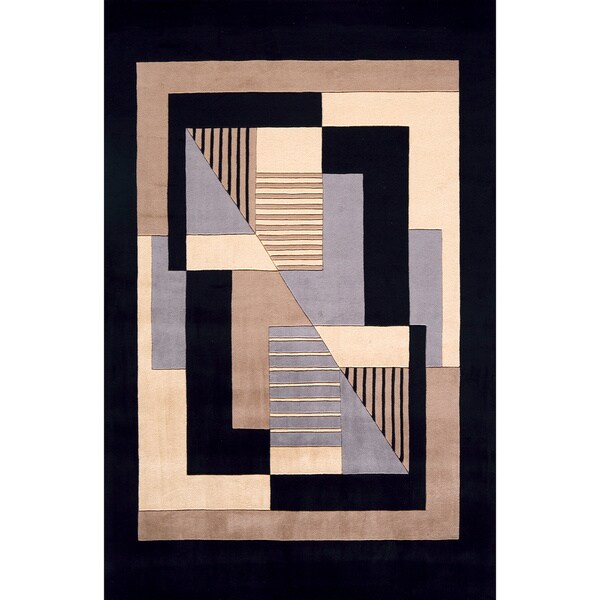 Momeni New Wave Black Hand-Tufted and Hand-Carved Wool Rug (2' X 3')