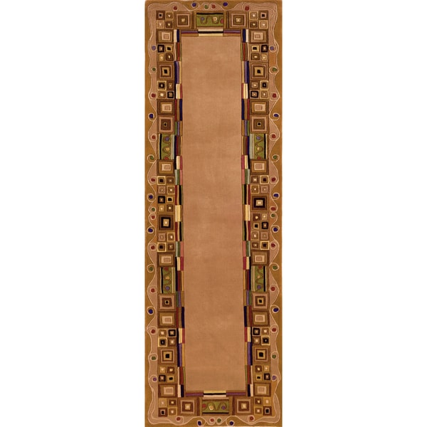 Momeni New Wave Gold Hand-Tufted and Hand-Carved Wool Runner Rug (2'6 X 8') - 2'6" x 8' Runner