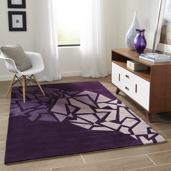 Momeni New Wave Purple Hand-Tufted and Hand-Carved Wool Runner Rug - 2'6" x 8' Runner