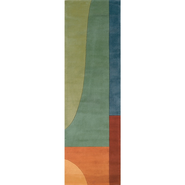 Momeni New Wave Multicolor Hand-Tufted and Hand-Carved Wool Runner Rug - 2'6" x 8' Runner