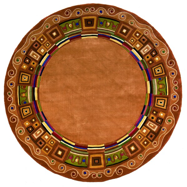 Momeni New Wave Gold Hand-Tufted and Hand-Carved Wool Rug (5'9 X 5'9 Round) - 5'9" x 5'9" Round