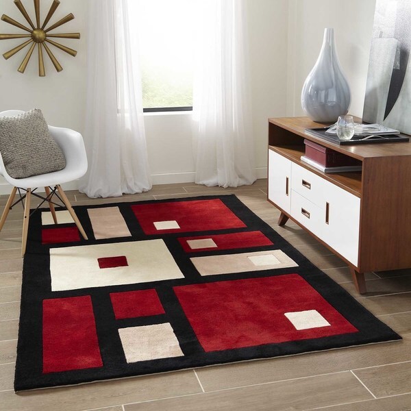 Momeni New Wave Black Hand-Tufted and Hand-Carved Wool Rug (5'9 X 5'9 Round)