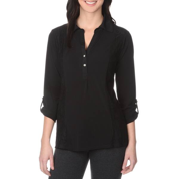 Shop Belldini Women's Black Tab-sleeve Blouse - Free Shipping On Orders ...