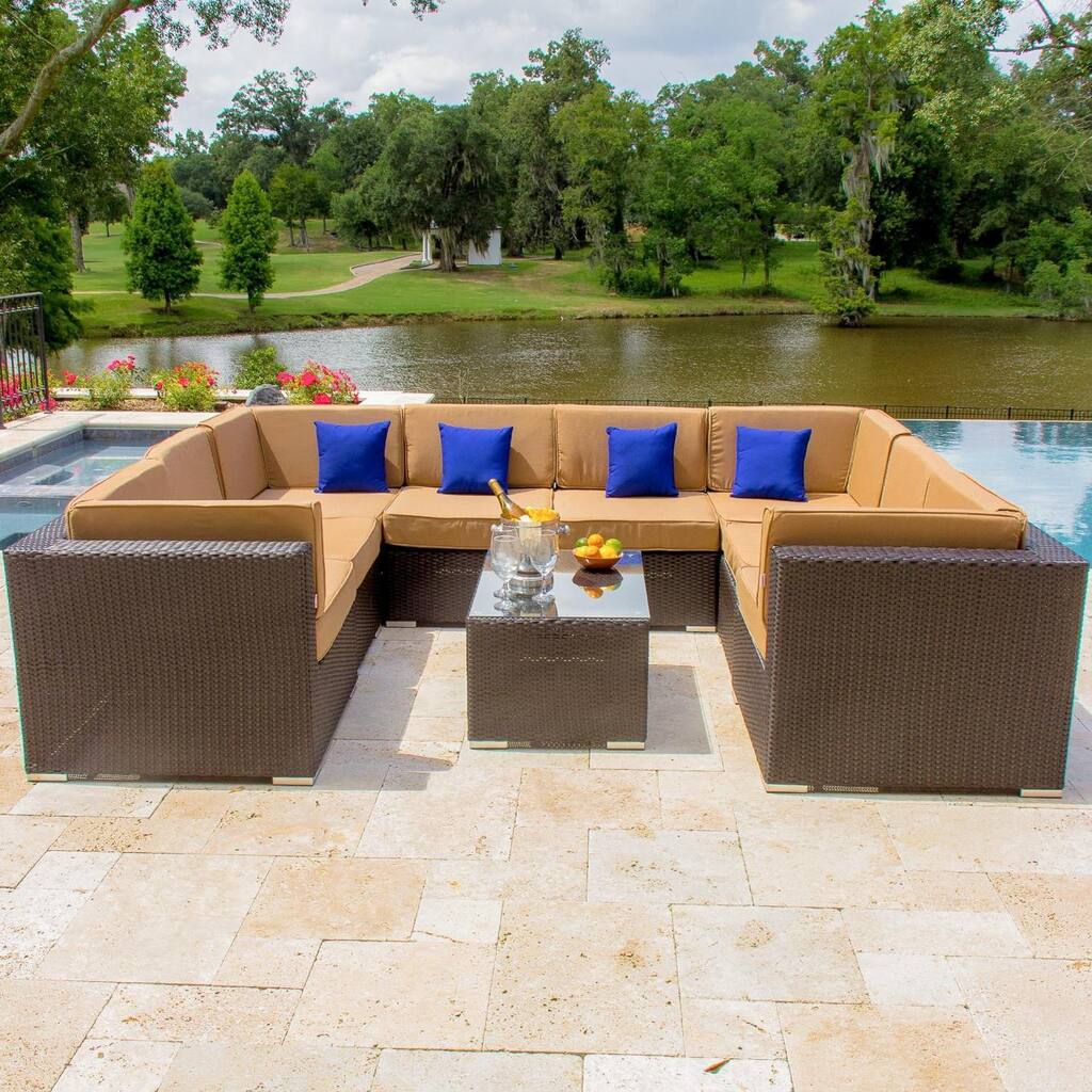 Avery Island 9-piece Resin Wicker Patio Sectional Set