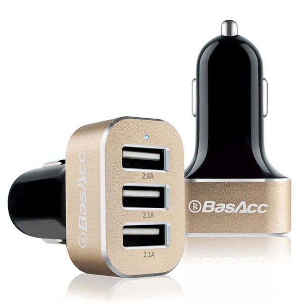 BasAcc 6.6A/ 33W Universal Aluminum 3-port USB Car Charger Adapter for Samsung Galaxy S6/ S7, Apple iPhone 6/ 6S/ 5C/ SE