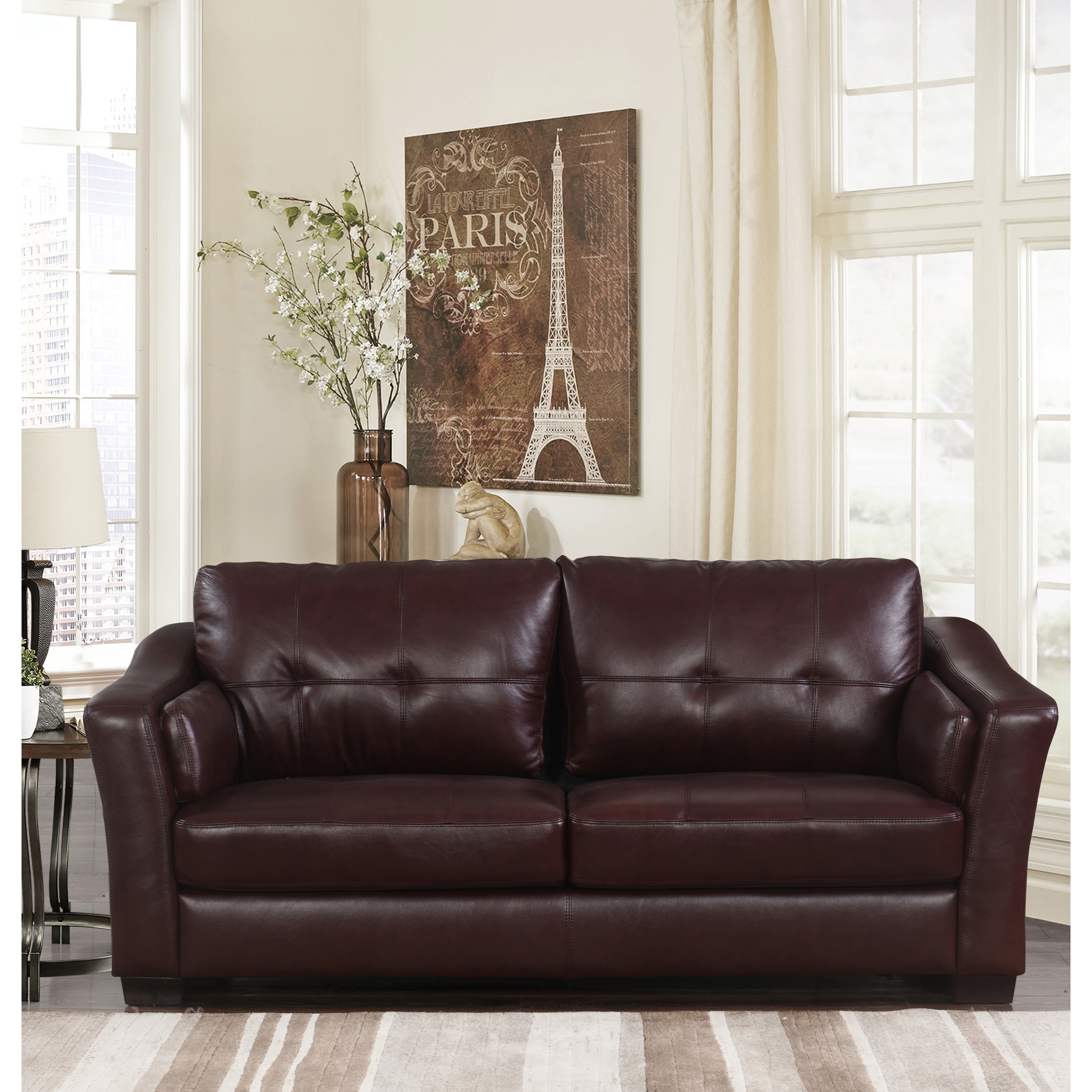 Abbyson Torrance Burgundy Top Grain Leather Sofa Free Burgundy Top Grain Leather Sofa