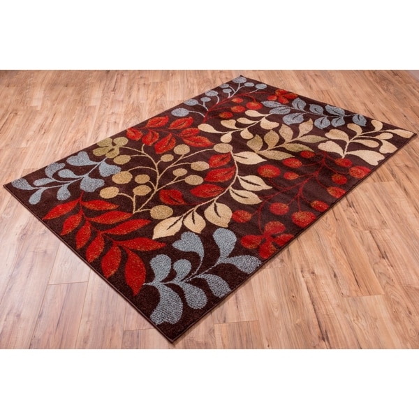 Well Woven Bright Trendy Twist Mysterious Vines Leaves Brown Area Rug - 7'10 x 10'6