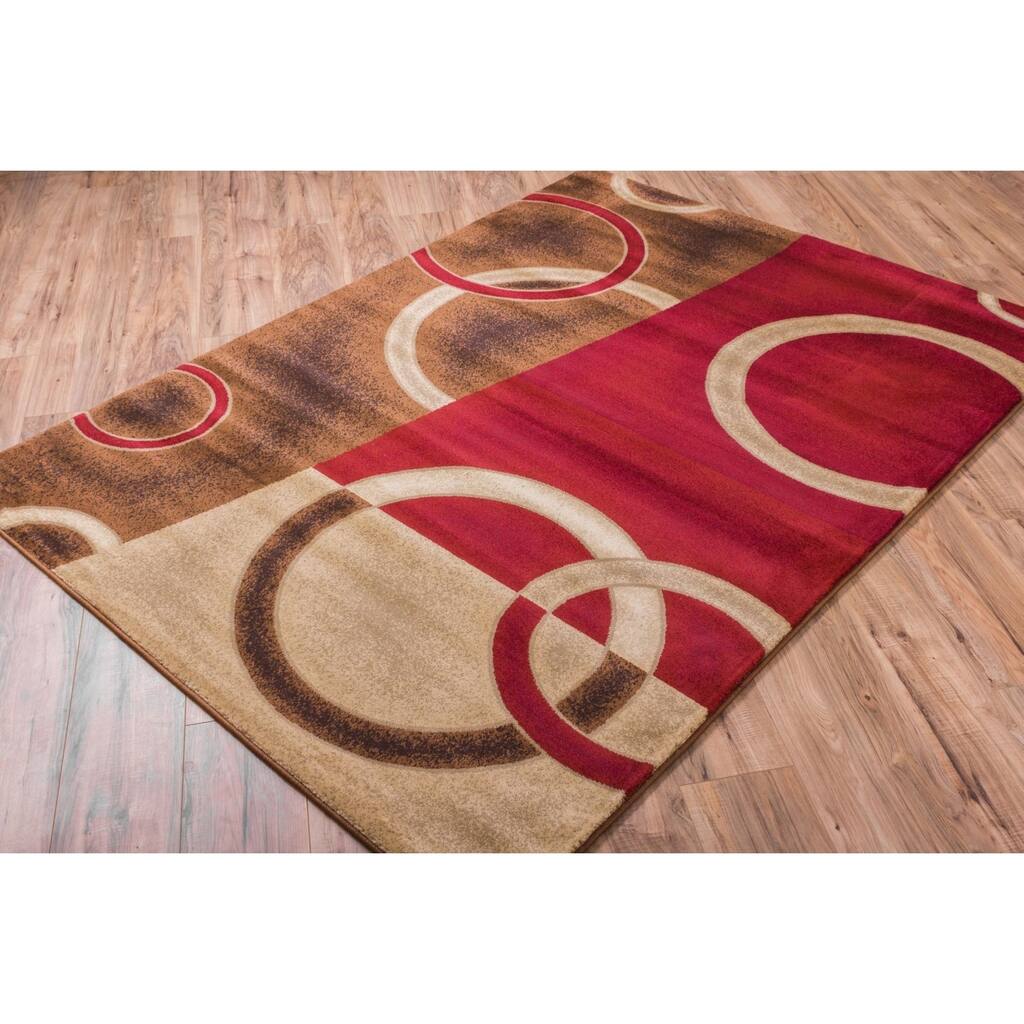 Well Woven Sublime Lines Shapes Waves Modern Red Area Rug - 7'10 x 9'10