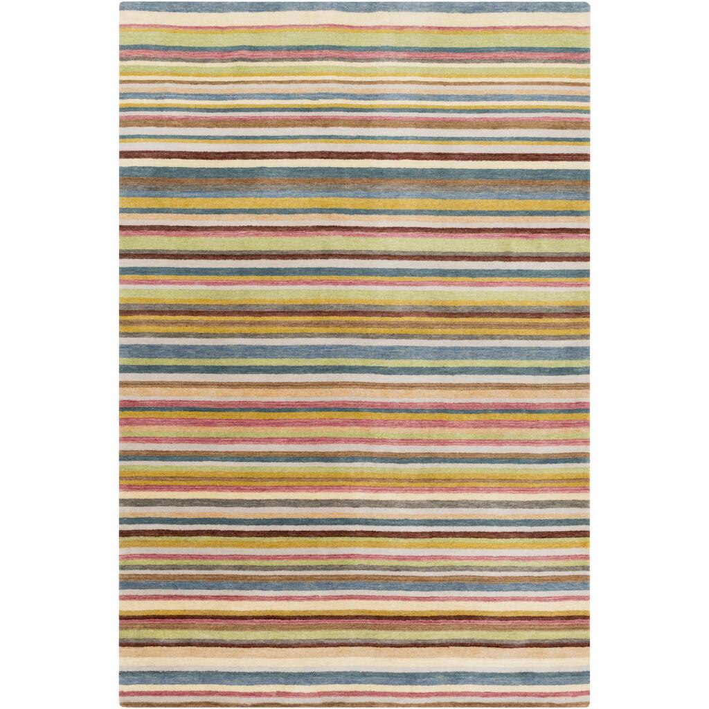Hand-Loomed Tonya Stripe New Zealand Wool Area Rug - 8' x 11'