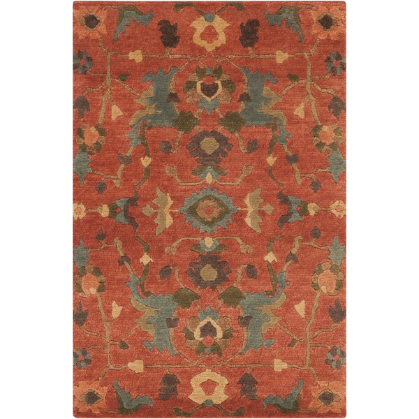 Hand-Knotted Abbigail Border Indoor Area Rug - 9' x 13'