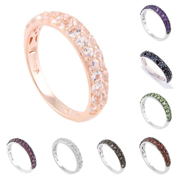 Sterling Silver Gemstone Stack Band Ring - Free Shipping On Orders Over