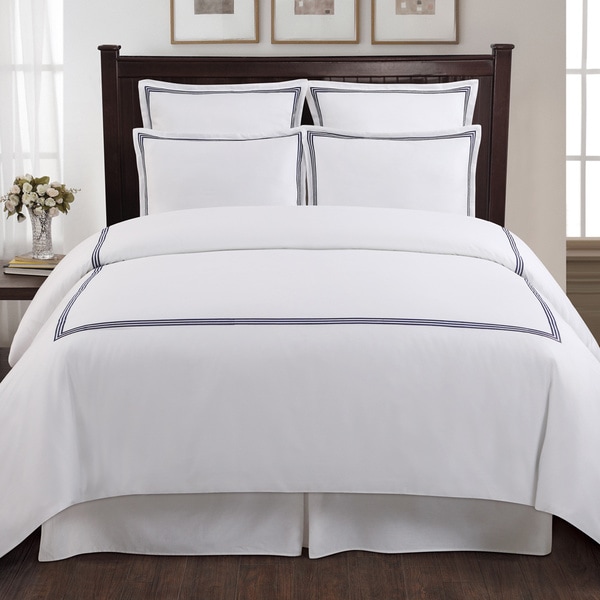 Echelon Home Three Line Hotel Collection Cotton Sateen 3piece Duvet Cover Set  Free Shipping 