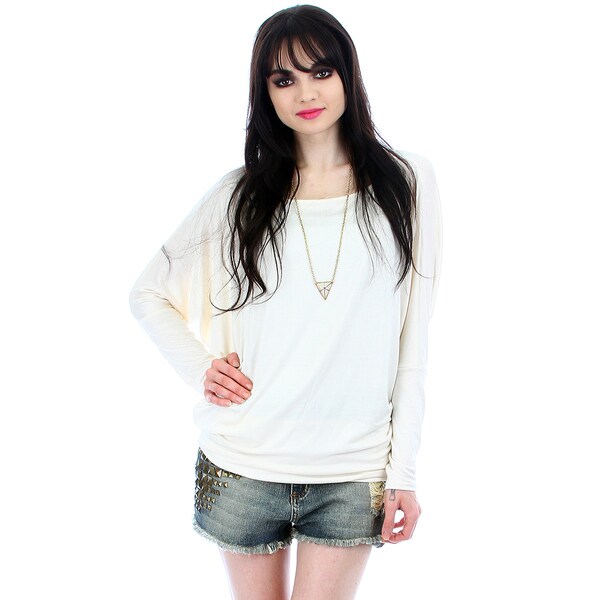 Lyss Loo Dolman Sleeve Top With Side Ruching