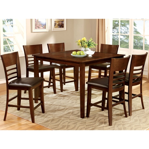 Furniture of America Silt Casual Cherry 7-piece Counter Dining Set