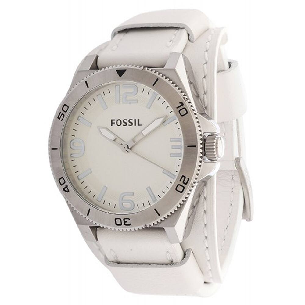 Fossil Men's BQ1168 Classic Round White Leather Strap Watch