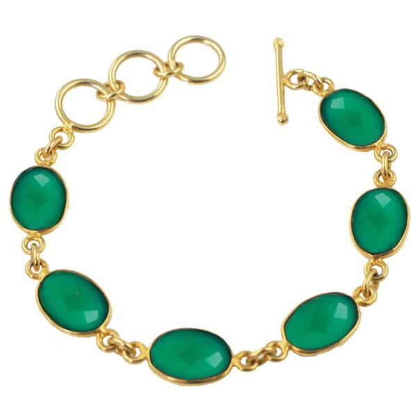 Shop Alchemy Jewelry Green Onyx Oval Gemstone Bracelet Overstock 9966576