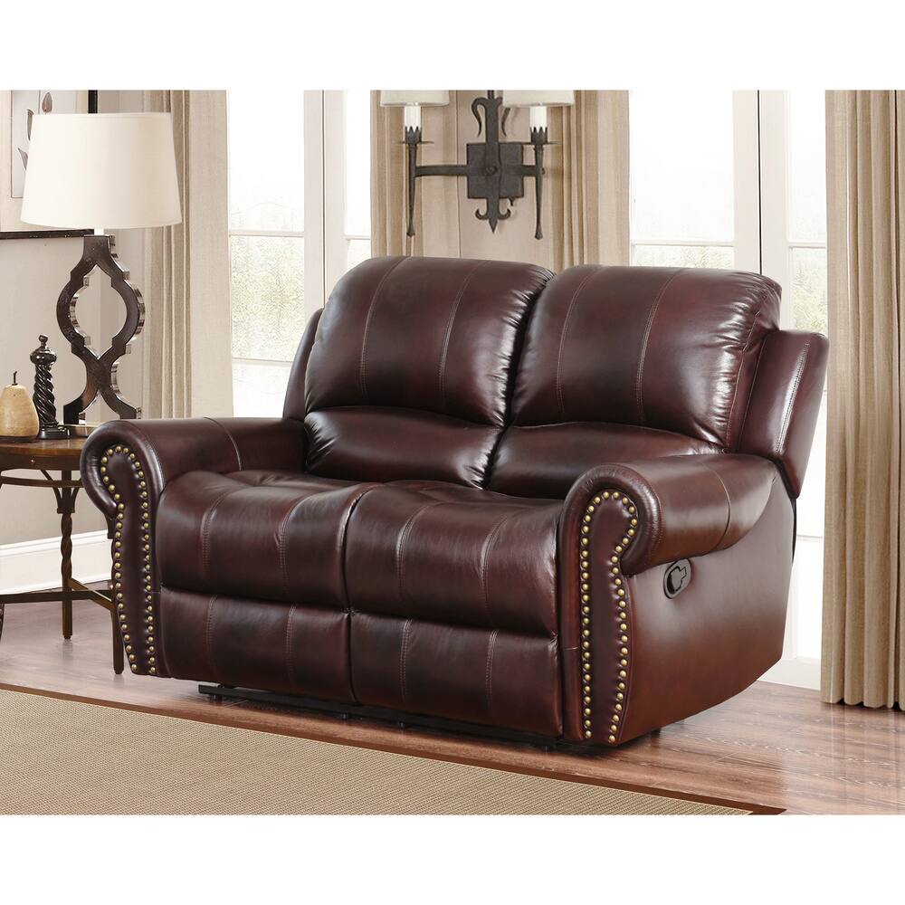 Abbyson Broadway Top Grain Leather Reclining Loveseat