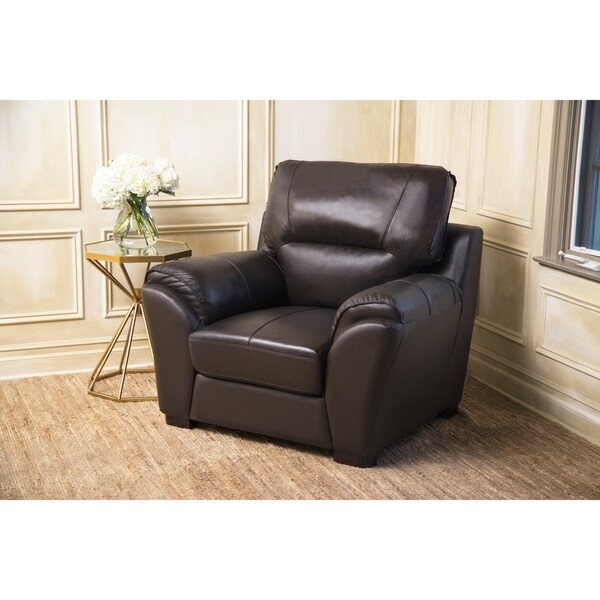 Abbyson Caprice Top Grain Espresso Leather Armchair