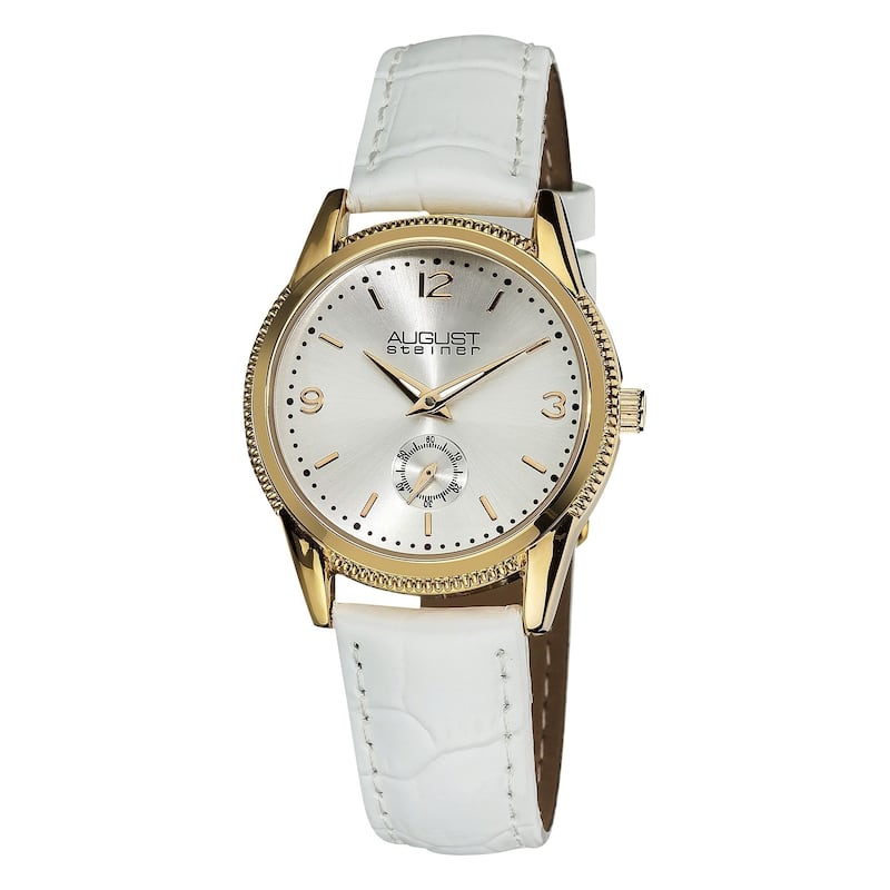 August Steiner Women's Swiss Quartz Leather White Watch