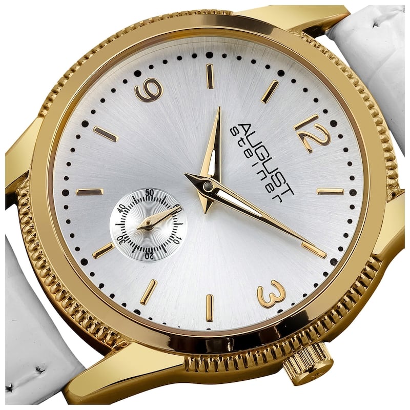 August Steiner Women's Swiss Quartz Leather White Watch