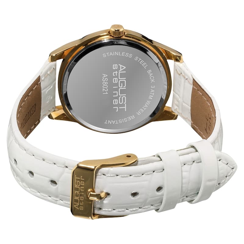 August Steiner Women's Swiss Quartz Leather White Watch