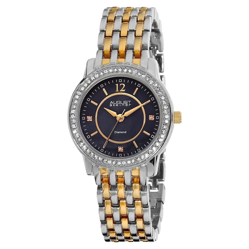 August Steiner Women's Swiss Quartz Diamond Base Metal Two-Tone Bracelet Watch