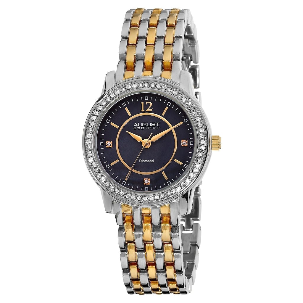 August Steiner Women's Swiss Quartz Diamond Base Metal Two-Tone Bracelet Watch
