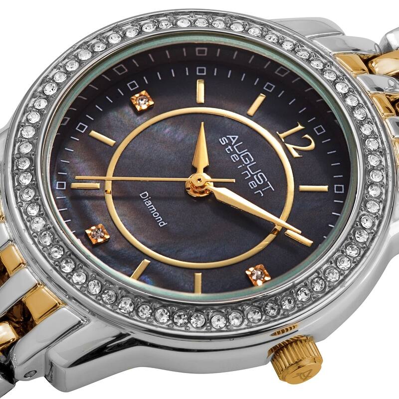 August Steiner Women's Swiss Quartz Diamond Base Metal Two-Tone Bracelet Watch