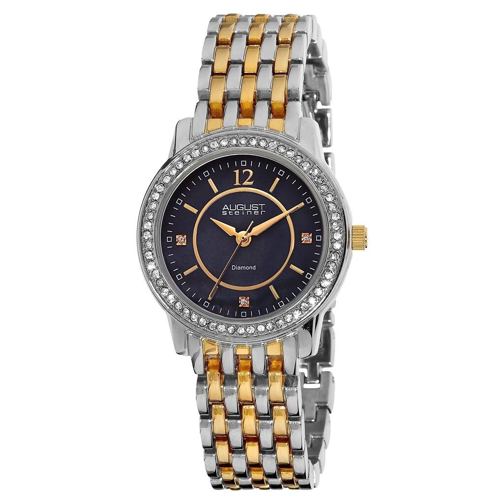 August Steiner Women's Swiss Quartz Diamond Base Metal Two-Tone Bracelet Watch