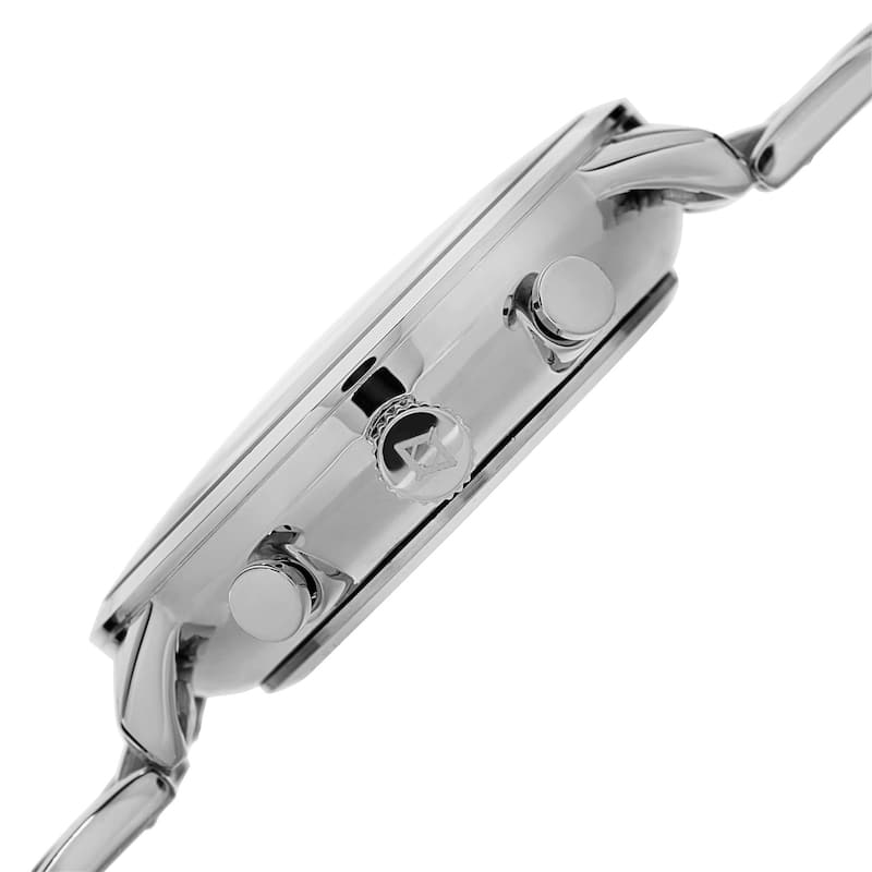 Akribos XXIV Men's Swiss Quartz Multifunction Dual Time Stainless Steel Silver-Tone Bracelet Watch
