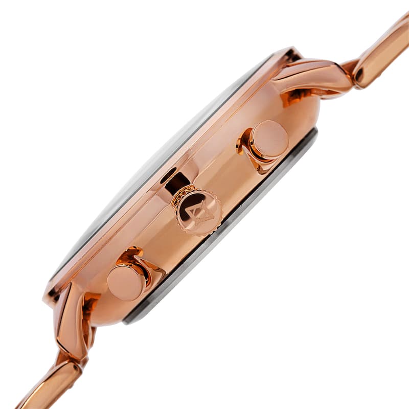 Akribos XXIV Men's Swiss Quartz Multifunction Dual Time Stainless Steel Rose-Tone Bracelet Watch