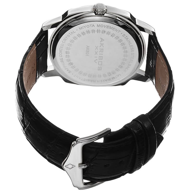 Akribos XXIV Men's Quartz Day/Date Display Leather Blue Strap Watch