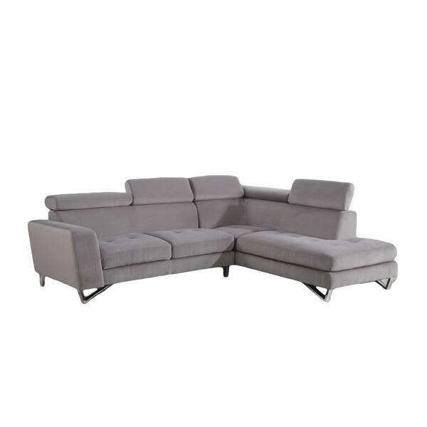 2pc Sectional Grey Microfiber - Overstock - 9969936