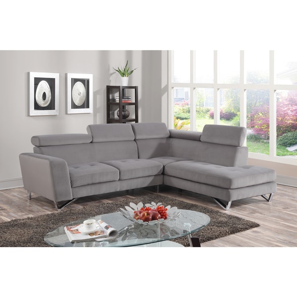 2pc Sectional Grey Microfiber