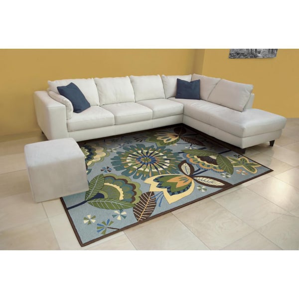 Rug Squared Laurel Aqua Rug - 3'6" x 5'6"