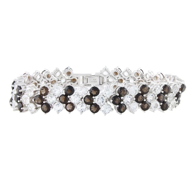 Sterling Silver Peridot, Amethyst, Smoky Qtz, Red Garnet or White Topaz Cheveron Bracelet