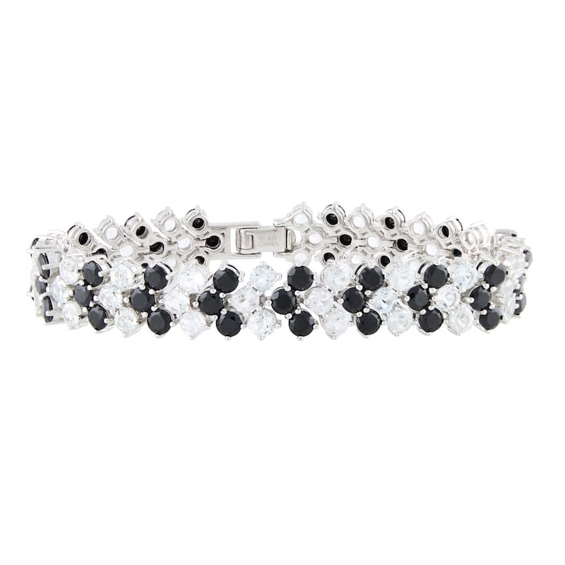 Sterling Silver Peridot, Amethyst, Smoky Qtz, Red Garnet or White Topaz Cheveron Bracelet