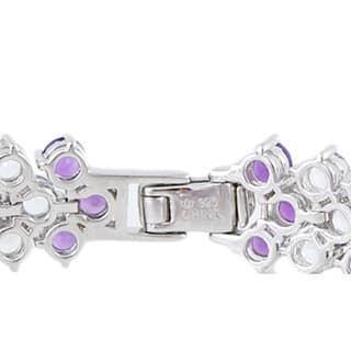 Sterling Silver Peridot, Amethyst, Smoky Qtz, Red Garnet or White Topaz Cheveron Bracelet