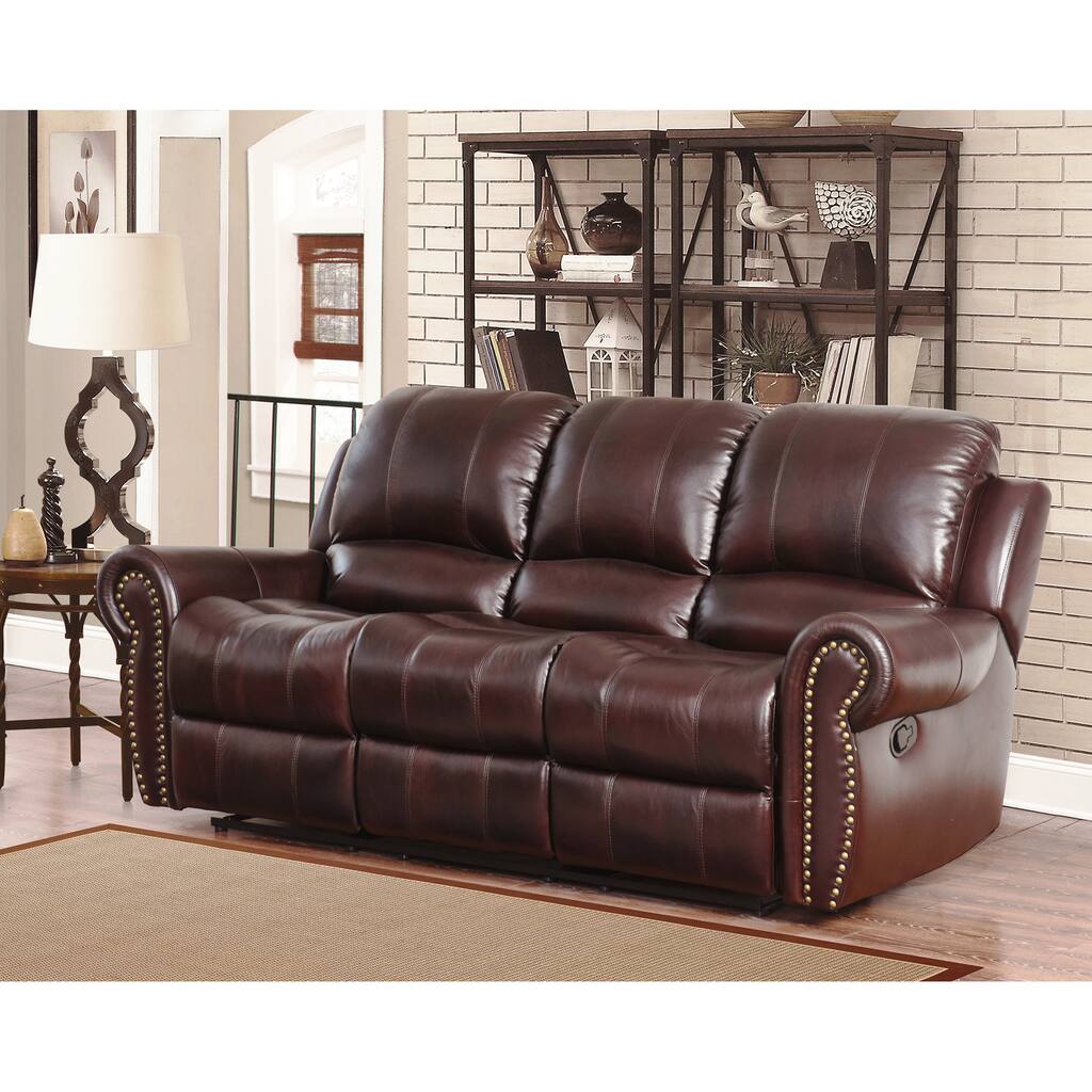 Abbyson Broadway Top Grain Leather Reclining Sofa