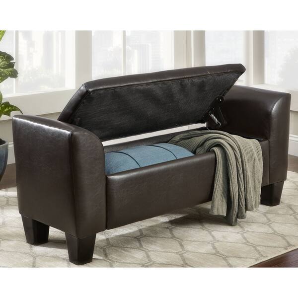 Shop Somette Claire 55 Inch Bonded Leather Storage Bench Free