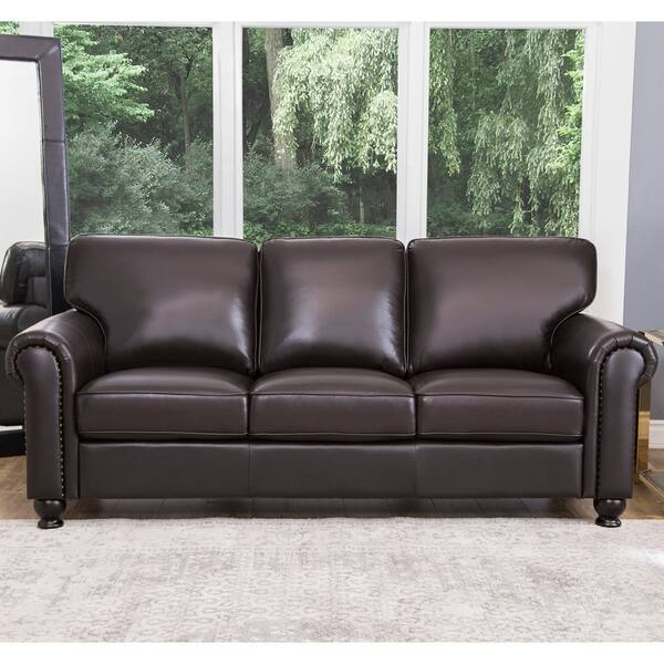 Abbyson London Brown Top Grain Leather Sofa Free