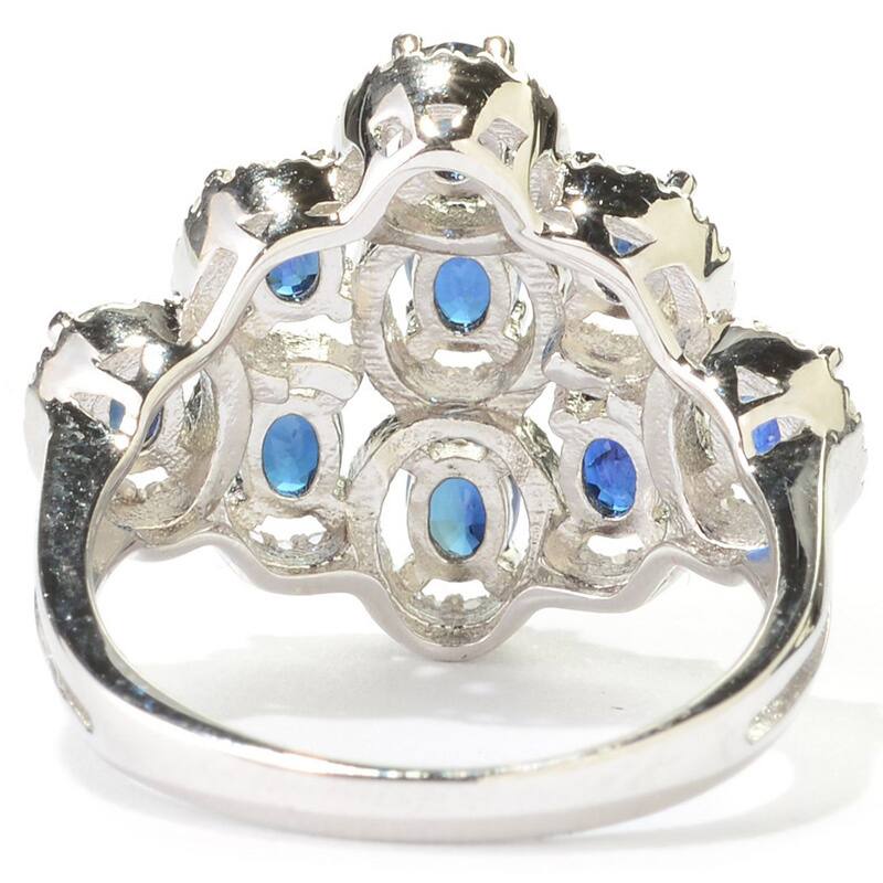 Sterling Silver 3ct TGW Oval Sapphire and White Topaz Ring