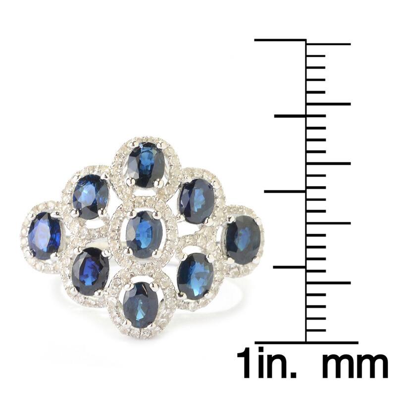 Sterling Silver 3ct TGW Oval Sapphire and White Topaz Ring