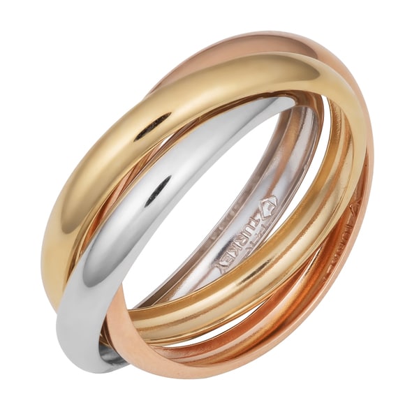 Shop Fremada 14k Tricolor Gold High Polish Triple Band Rolling Ring